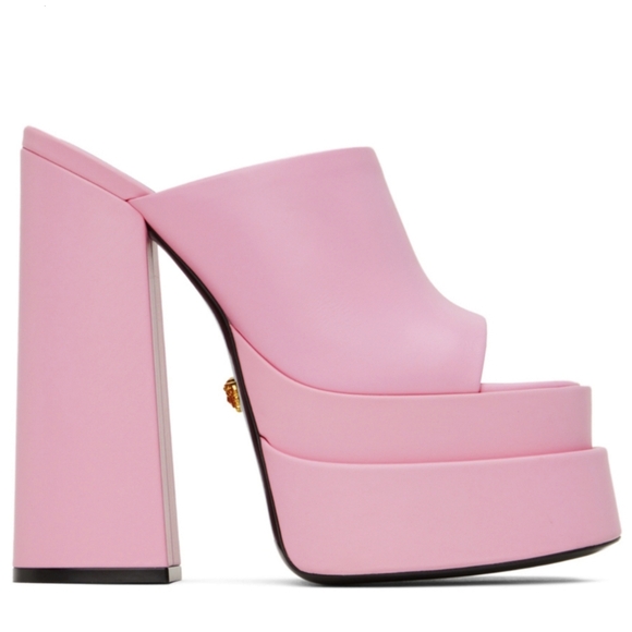 VERSACE Aevitas Platform Mules in Candy Pink Size 38.5 NIB - Picture 7 of 14
